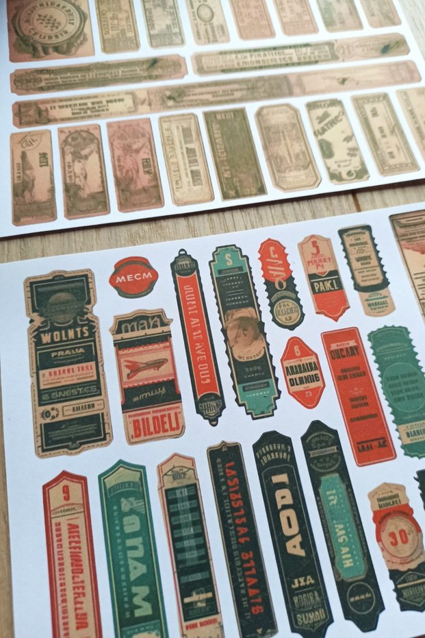 43 Pieces Scrapbook Sticker Set Bullet Journal Sticker Vintage Ticket Label Sticker