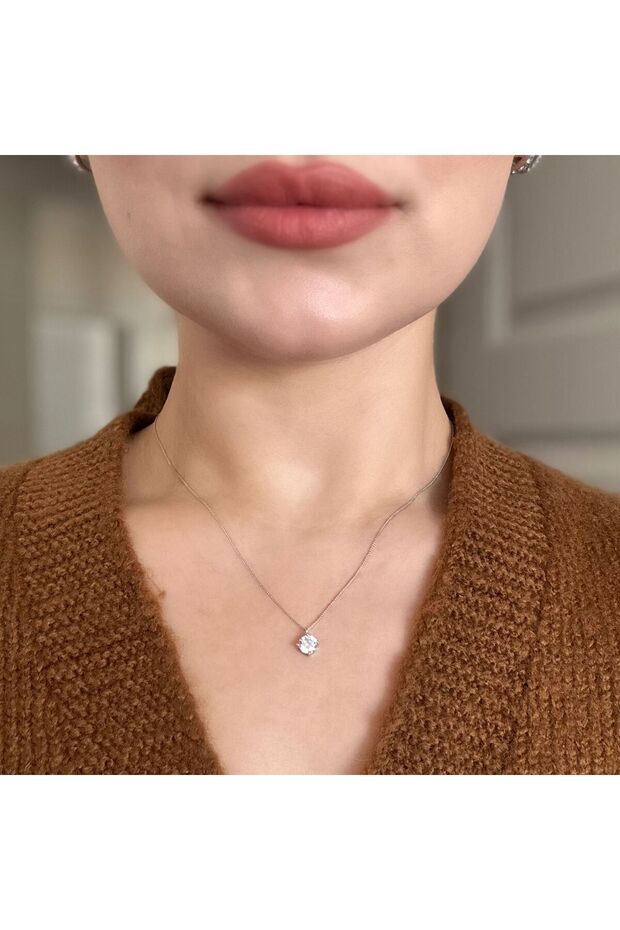 Tek Taş Kolye (Exclusive)-Silver - 1