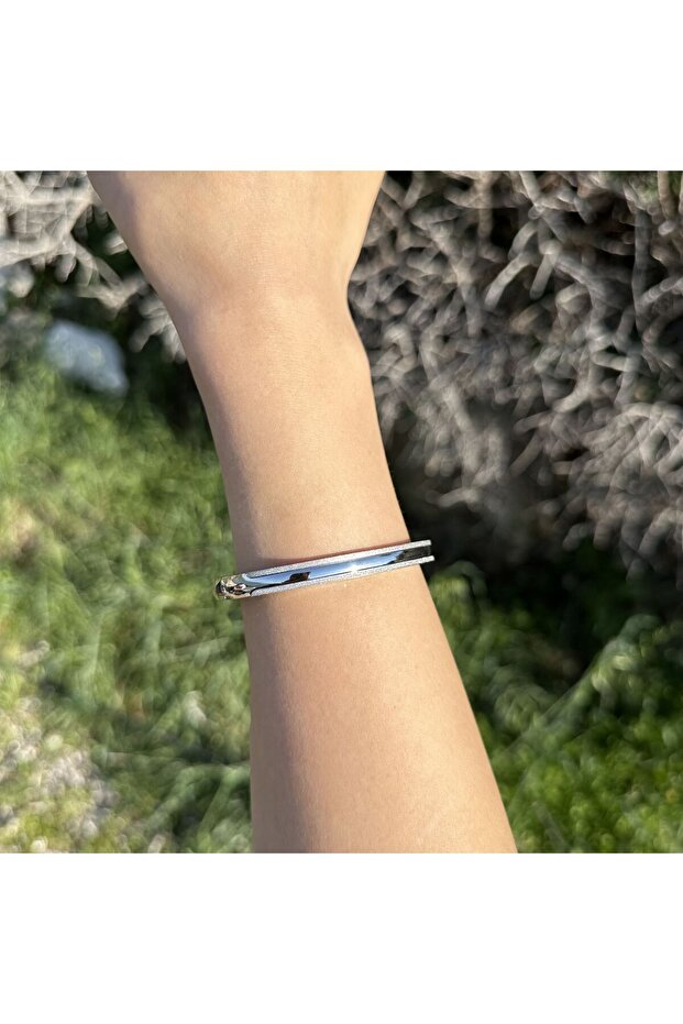 Simli Çelik Kelepçe-Silver - 1