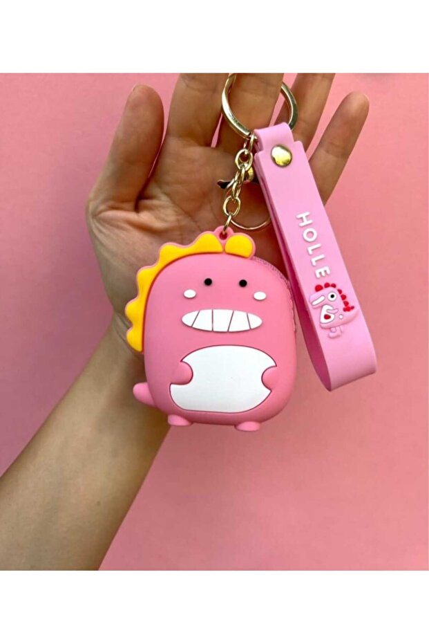 WHITE DISHWASHER DINASOR SILICONE KEY RING WALLET CHILDREN'S BAG ACCESSORY