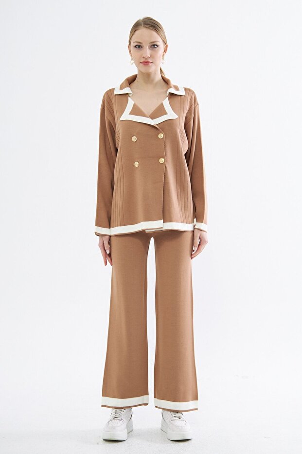Buttoned Double Knitwear Set - 1
