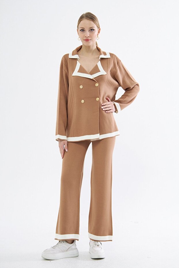Buttoned Double Knitwear Set - 2