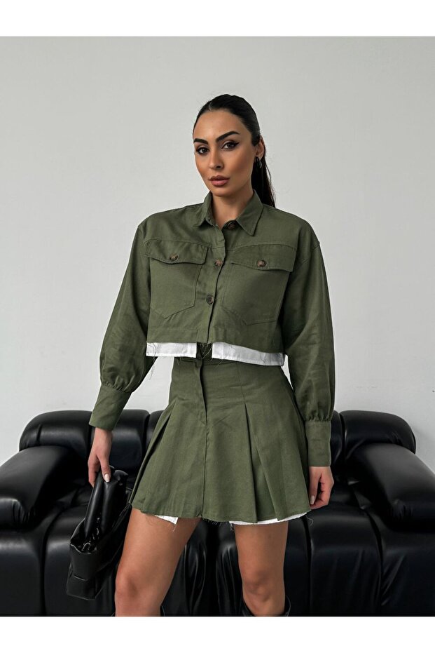 Women's Pleated Skirt and Jacket Set