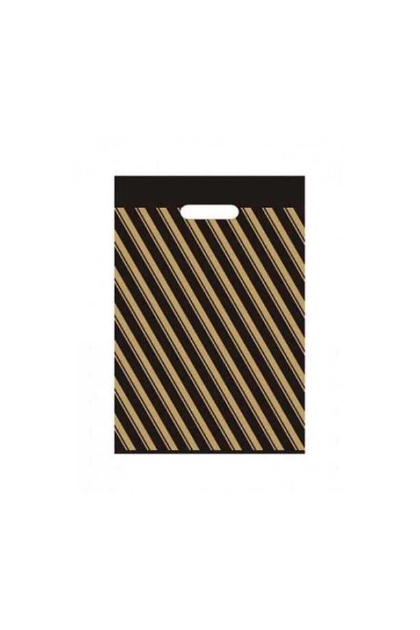 Çizgili Mağaza Poşeti (NO 2) 50 Adet 26x38 Cm Çizgili Takviyeli Poşet Diagonal Poşet - 1