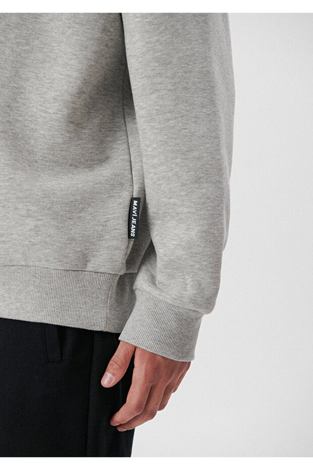 Kapüşonlu Gri Basic Sweatshirt 0610062-80196 - 5