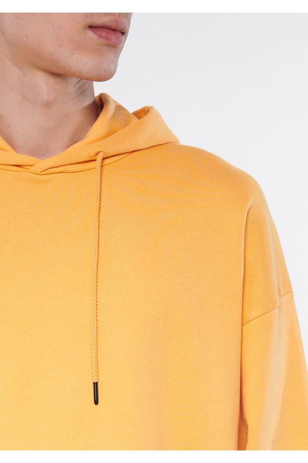 Kapüşonlu Turuncu Basic Sweatshirt 0610062-71399 - 5
