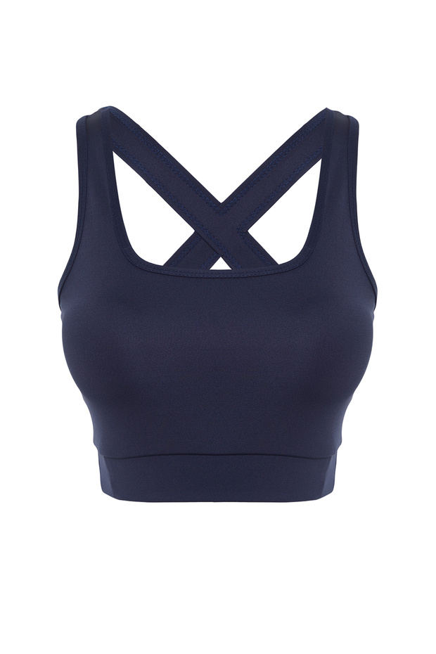 Koyu Lacivert Destekli/Şekillendirici Sırt Detaylı Kalın Askılı Örme Spor Sütyeni TWOSS22SS0040 - 8