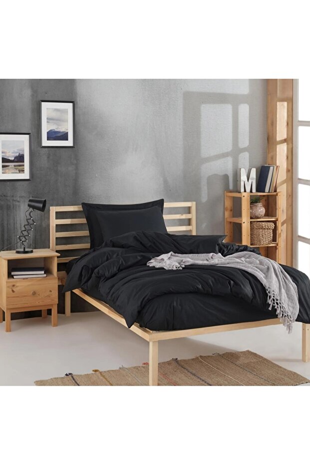 SINGLE PERSON BLACK DUVET COVER SET WITH ELASTRIC SHEET, 120*200 ELASTY SHEET
