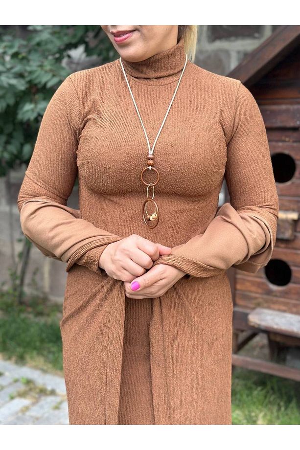 kapalı elbise uzun günlük ve yeleği ile beraber - 4
