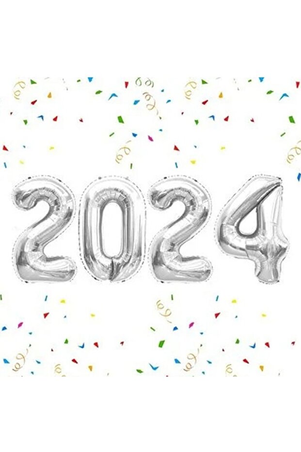 2024 New Year Decoration Foil Balloon Each Balloon 40 cm Silver-