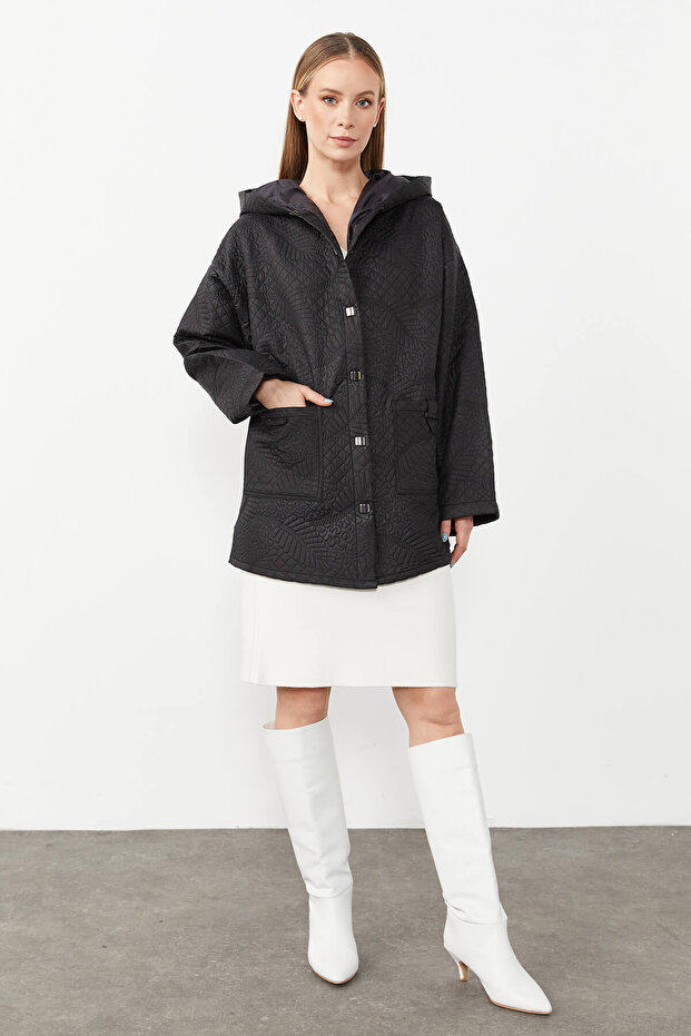 Kapitone Kapüşonlu Ceket - 2