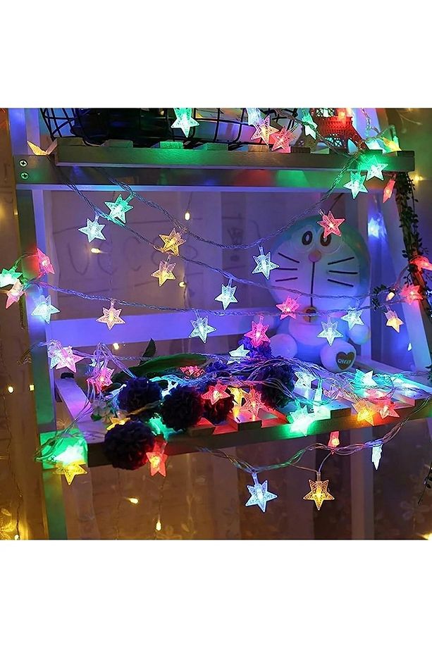 Fişli Rgb Yıldız Led 5 Mt 20 Led Dekoratif Yıldızlı Yılbaşı Cam Ağacı Yılbaşı Süs Led - 2