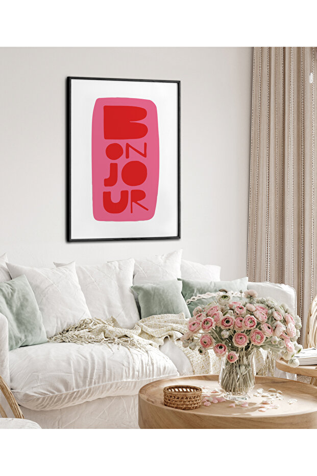 Single Framed Bonjour Painting Modern Art Poster Painting Tk/225