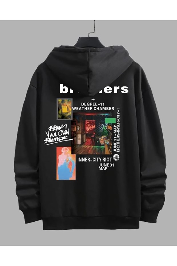 Unisex Brothers Printed Hooded Sweatshirt