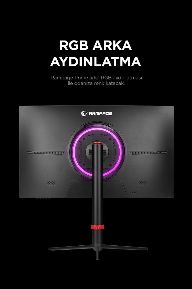 PRIME PR27R165QC 27 165Hz 1ms CSOT VA QHD 2K Freesync RGB Pivot PC Curved Oyuncu Monitörü - 6