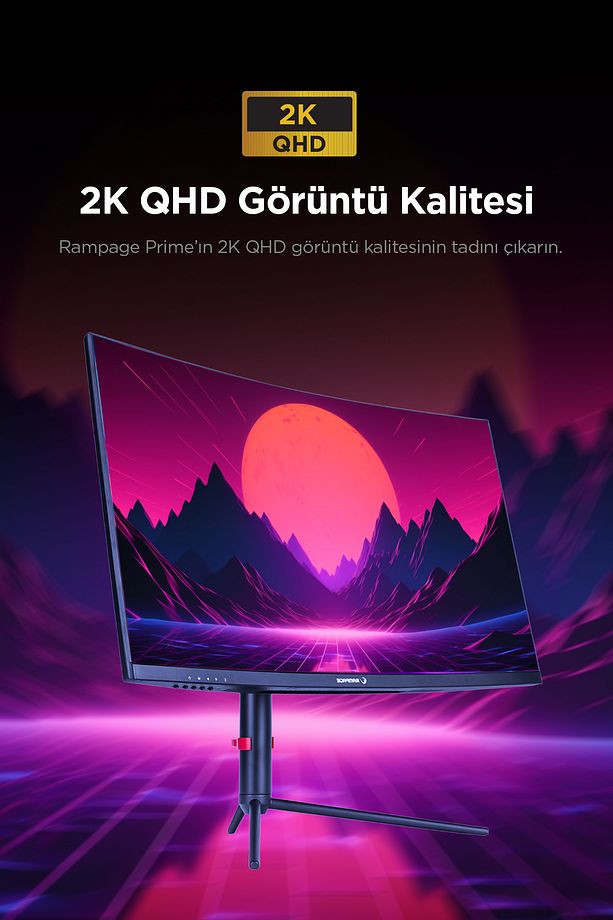 PRIME PR27R165QC 27 165Hz 1ms CSOT VA QHD 2K Freesync RGB Pivot PC Curved Oyuncu Monitörü - 5