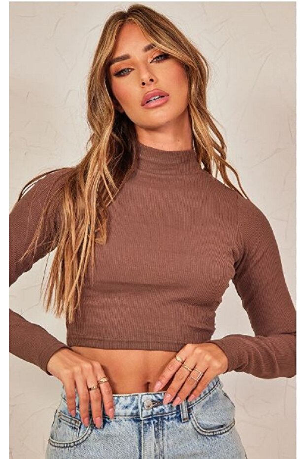 WOMEN'S TOP LONG Sleeve Crop Camisole Twill FABRIC