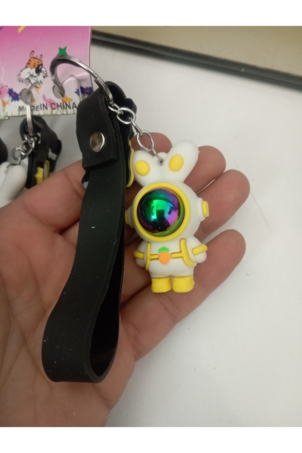 Cute Silicone Rabbit Astronaut Keychain