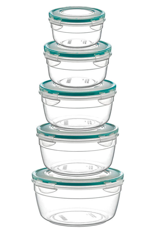 (Set of 5) Fresh Box 200 - 500 - 800 - 1500 - 2300 Ml Airtight & Liquid-Proof Storage Container