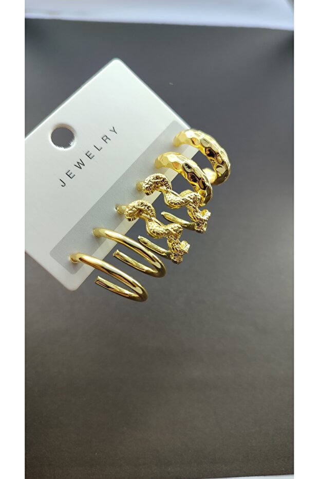 Patterned Hoop Set Earrings - 2