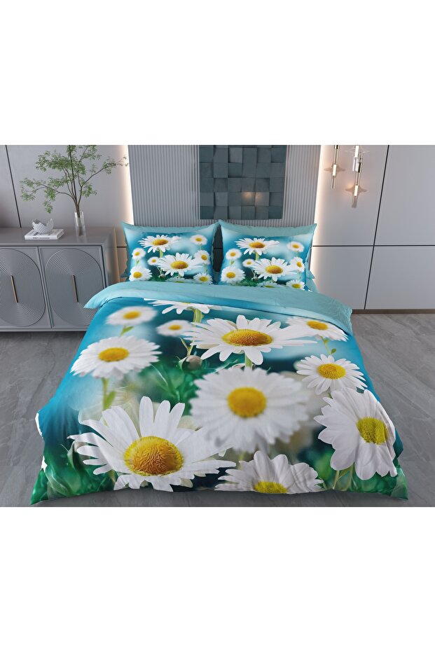 3D Double Duvet Cover Set 6 Pieces Daisy 3