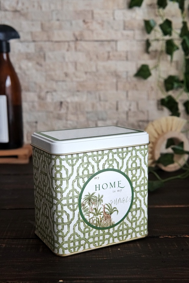 حاوية تخزين معدنية مربعة الشكل من Er205-8ı Forrest Green Home مقاس 8 × 12 سم