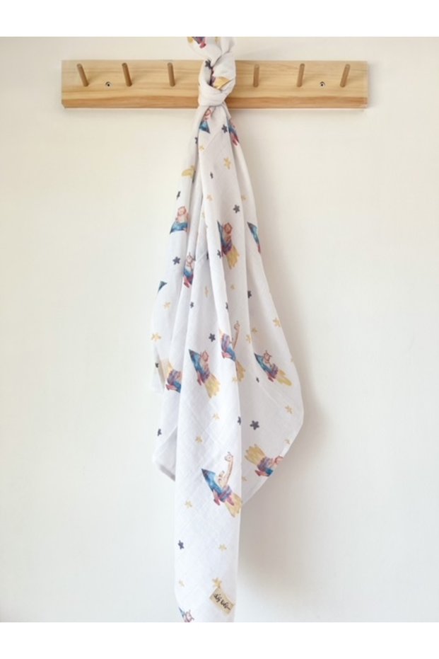 Spaceship Organic 120*120cm Multi-Purpose Muslin Blanket