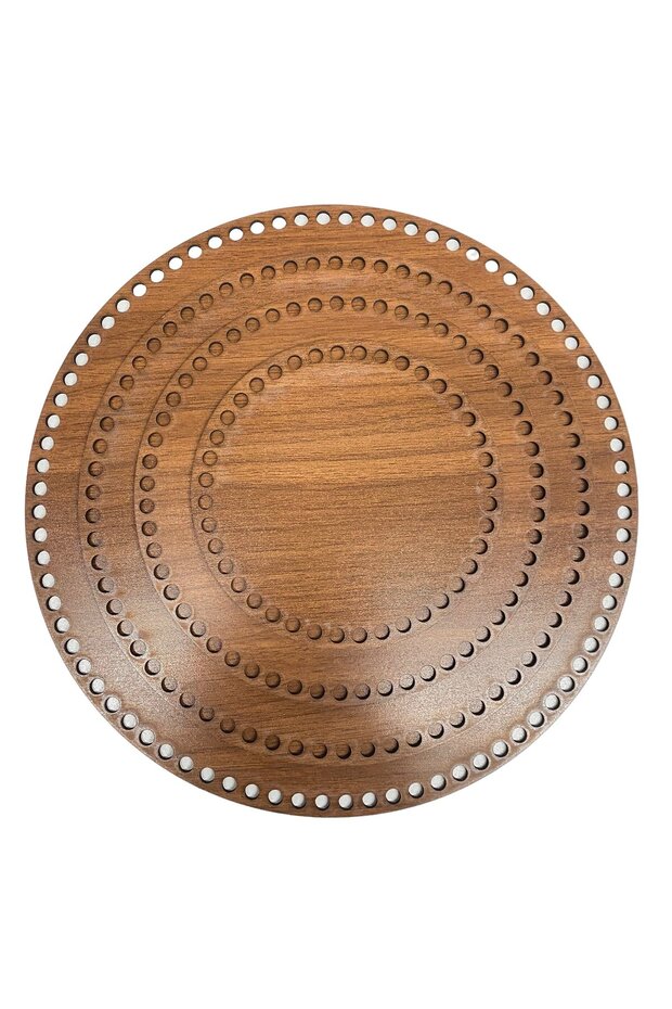 Wooden Circle Basket Tray Base Walnut Set of 4