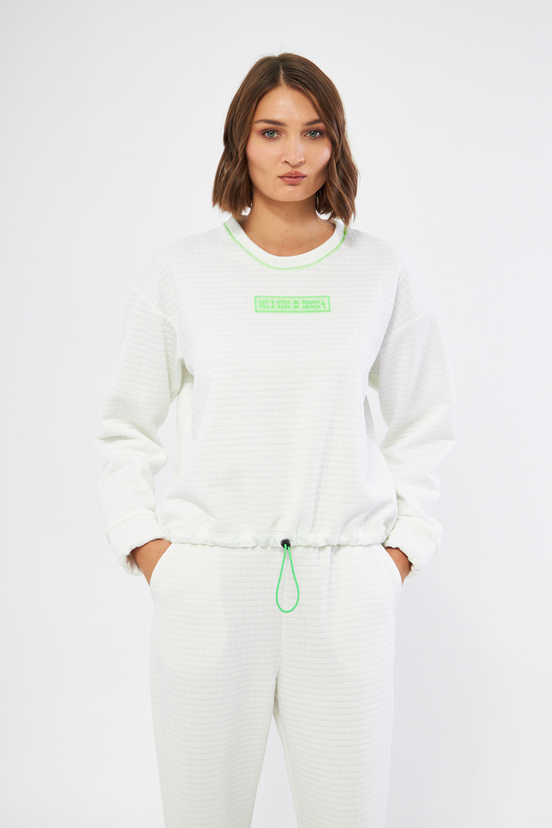 BASIC BEYAZ SWEATSHIRT - 2