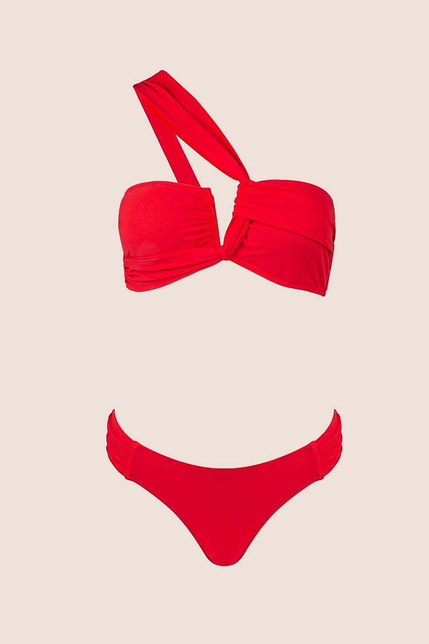3400 Kırmızı Tek Omuz Bikini Takımı - 4