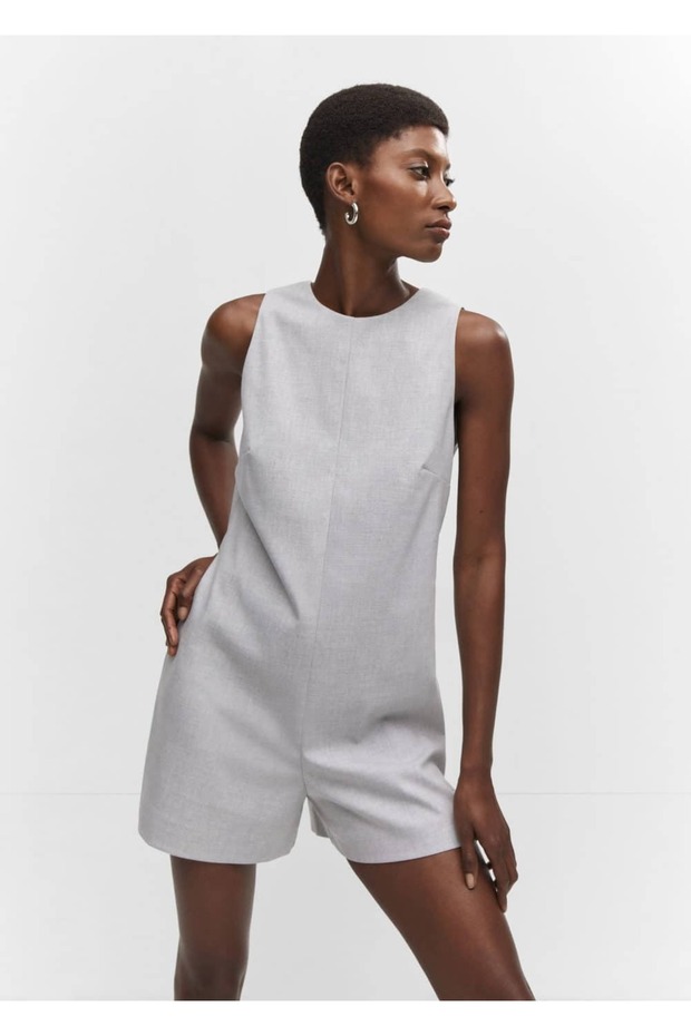 Düz kesim şort tulum - 1