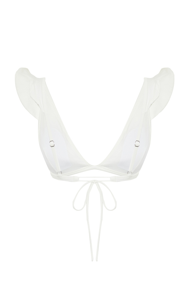 Ekru Volanlı Üçgen Kaplı Bikini Üstü TBESS22BU0023 - 7