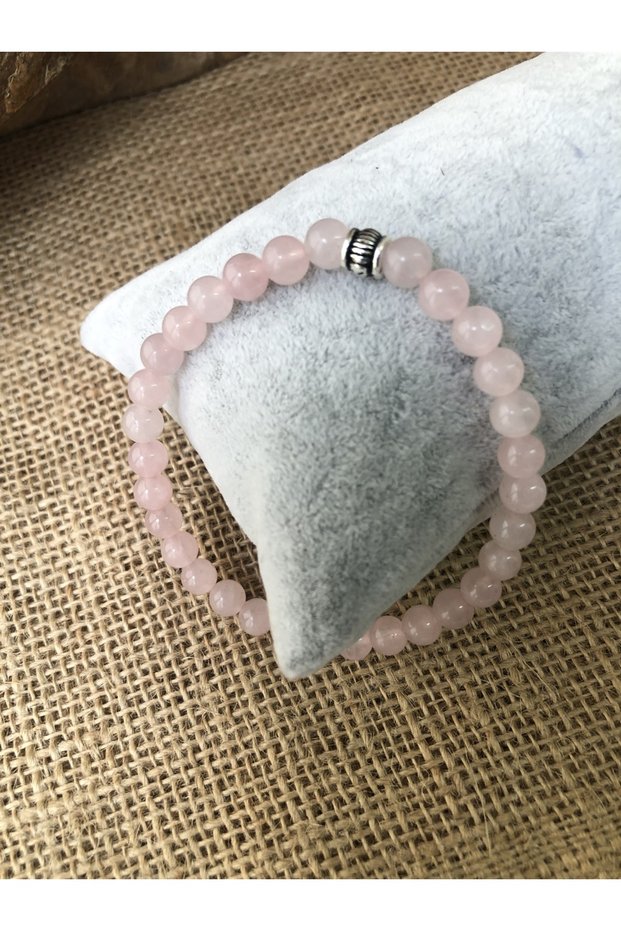 6 mm Sphere Cut Pink Quartz Stone Natural Stone Bracelet - Imr 00000140