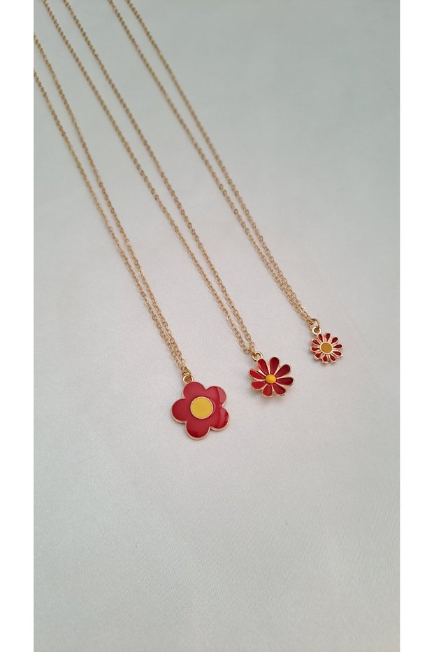 3pcs flower necklace friend bff mother daughter necklace red flower christmas necklace gift new year