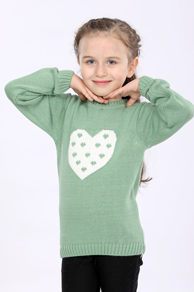Dečji pleteni džemper za devojčice, regular kroj, basic - 1