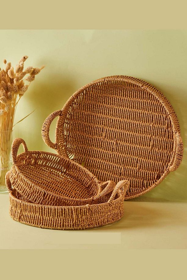 Picnic Hasır 3 Lü Yuvarlak Tepsi - 1