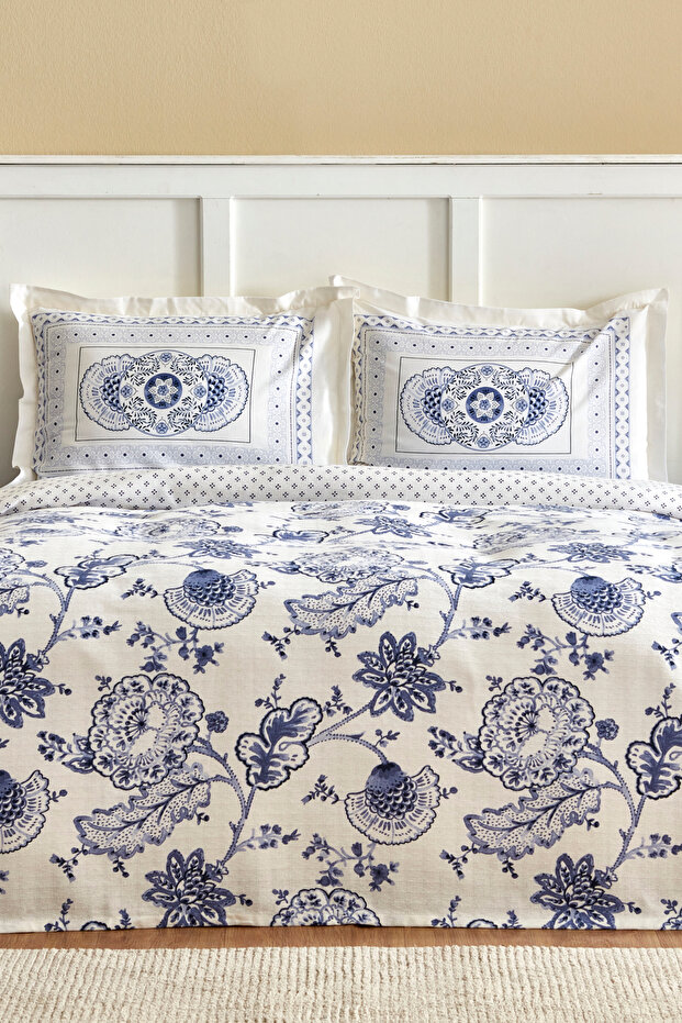 طقم بيكيه مزدوج من القطن بنسبة 100% باللون الأزرق - 1