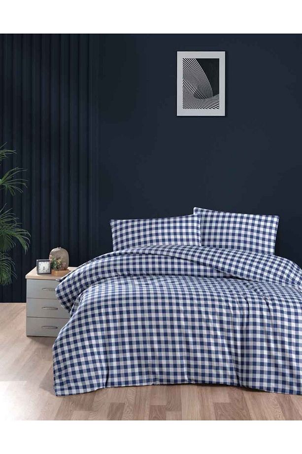 Cotton Collection Flanel R Çift Kişilik Nevresim Takımı Mongar Lacivert - 1