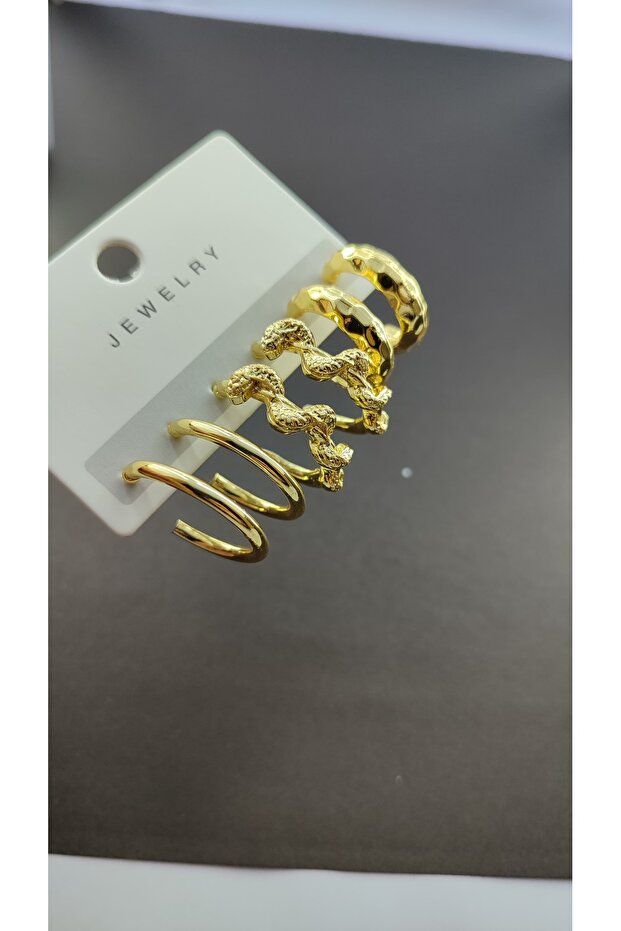 Patterned Hoop Set Earrings - 1