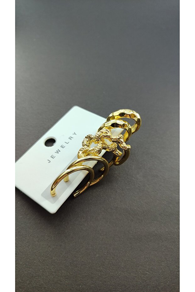 Patterned Hoop Set Earrings - 4