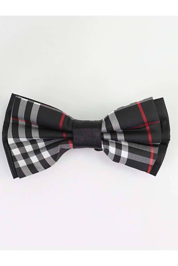 Plaid Checkered Bow Tie 10cm X 6 Cm Black