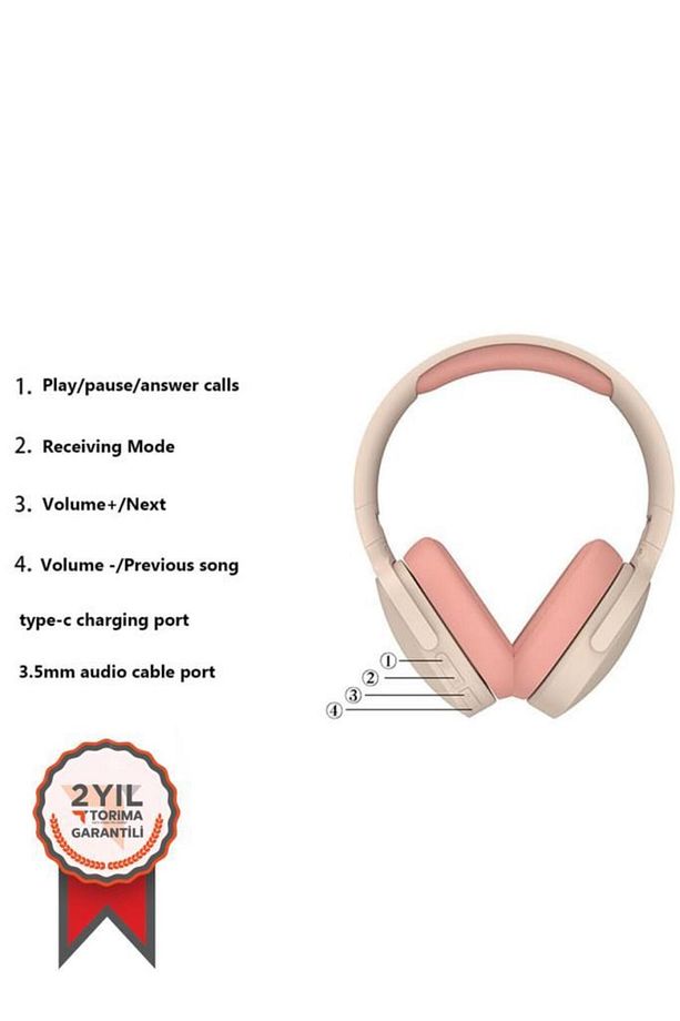 P2961 Pembe Kulak Üstü Kablosuz Bluetooth Kulaklık Pembe - 2