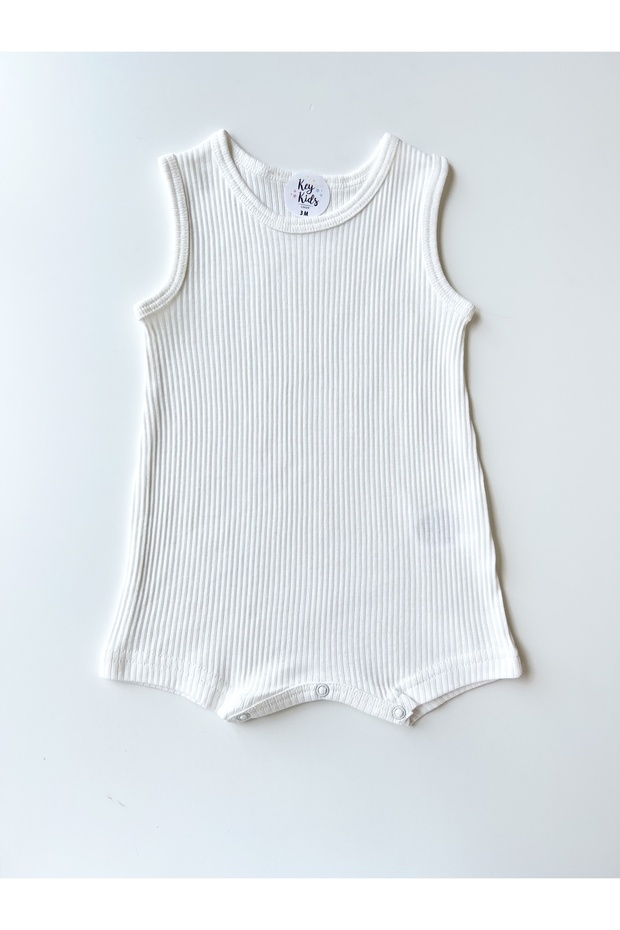 White Corded Strap Romper Organic Modal Jumpsuit 50% Modal 50% Cotton