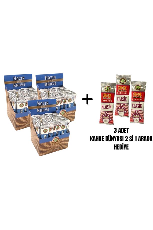 Tek Kullanımlık Hazır Kahve Gold 2 gr 50li X 3 Adet Ve 2si1 Arada 3 Adet - 1