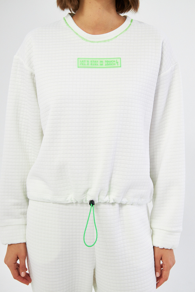 BASIC BEYAZ SWEATSHIRT - 5