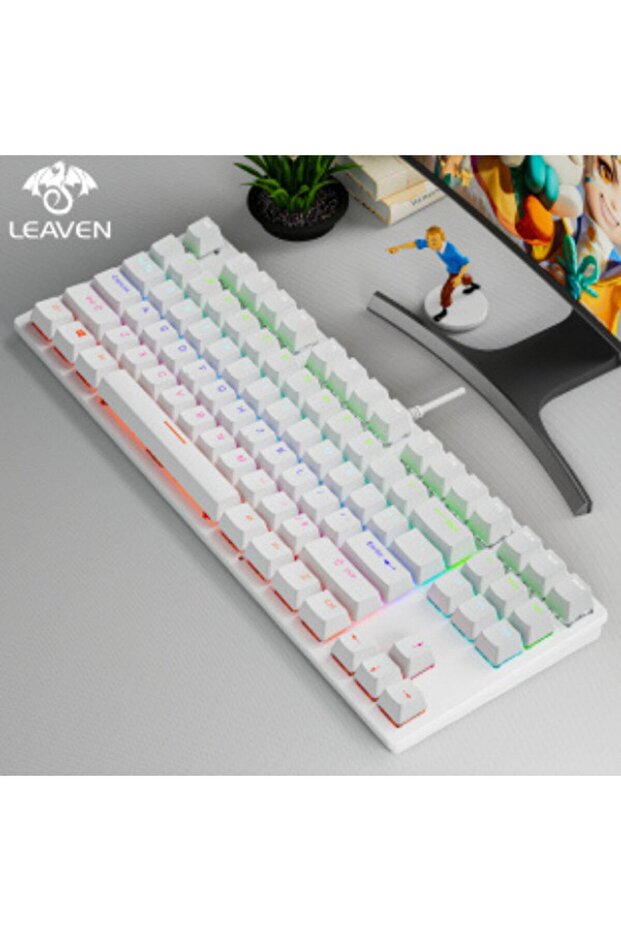 Leaven K550 İngilizce Q Klavye Led RGB Kablolu Siyah Red Switch Mekanik Oyuncu Klavyesi - 3