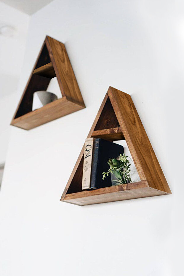 Ahşap Üçgen Duvar Rafı - 1