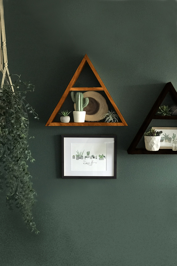 Ahşap Üçgen Duvar Rafı - 3