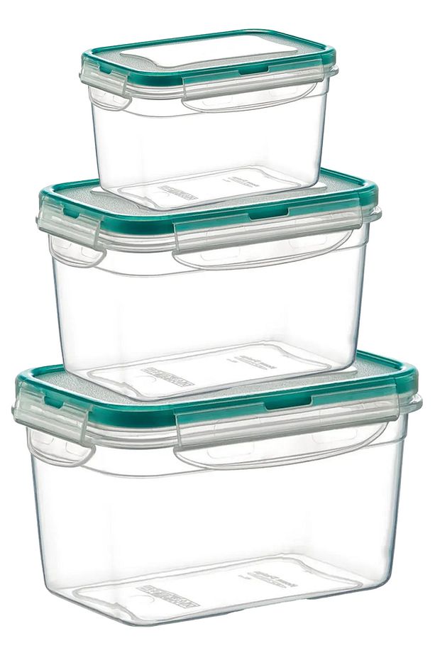 (3'LÜ SET) Fresh Box Derin Dikdörtgen 700 - 1300 - 2400 ml Hava Geçirmez Saklama Kabı & Lunch Box - 1
