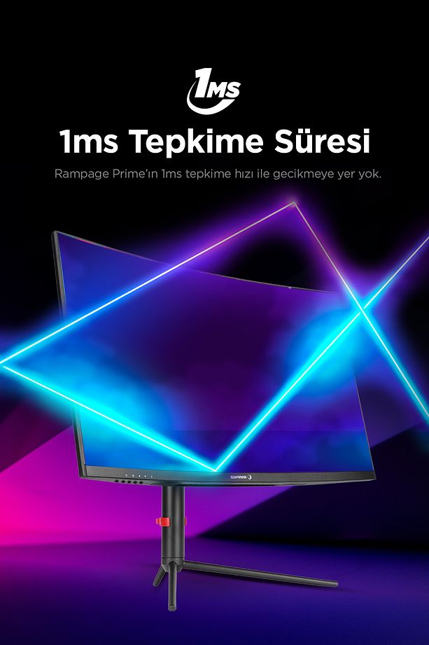 PRIME PR27R165QC 27 165Hz 1ms CSOT VA QHD 2K Freesync RGB Pivot PC Curved Oyuncu Monitörü - 4